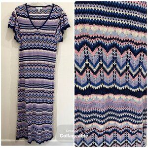 Vintage Crochet Boho Maxi Dress Cottagecore Whimsical Feminine Casual Stretch